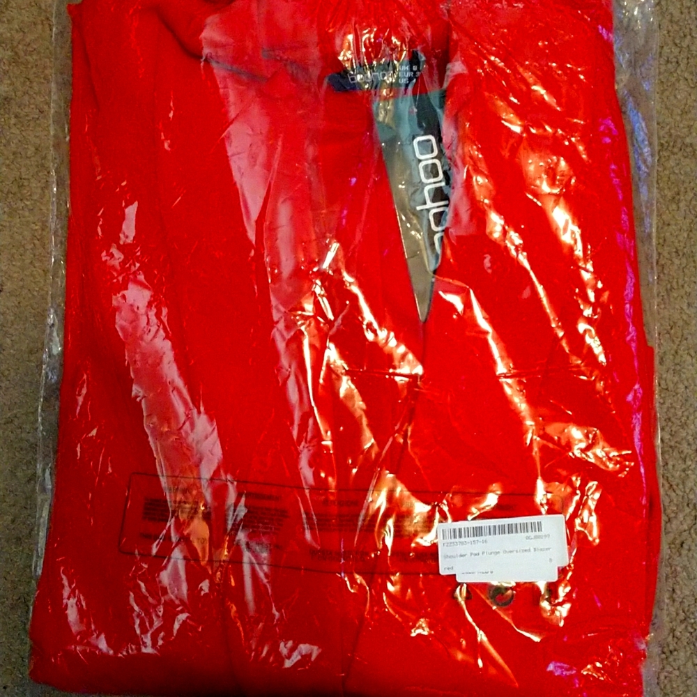 Boohoo Shoulder Pad Plunge Oversized Blazer